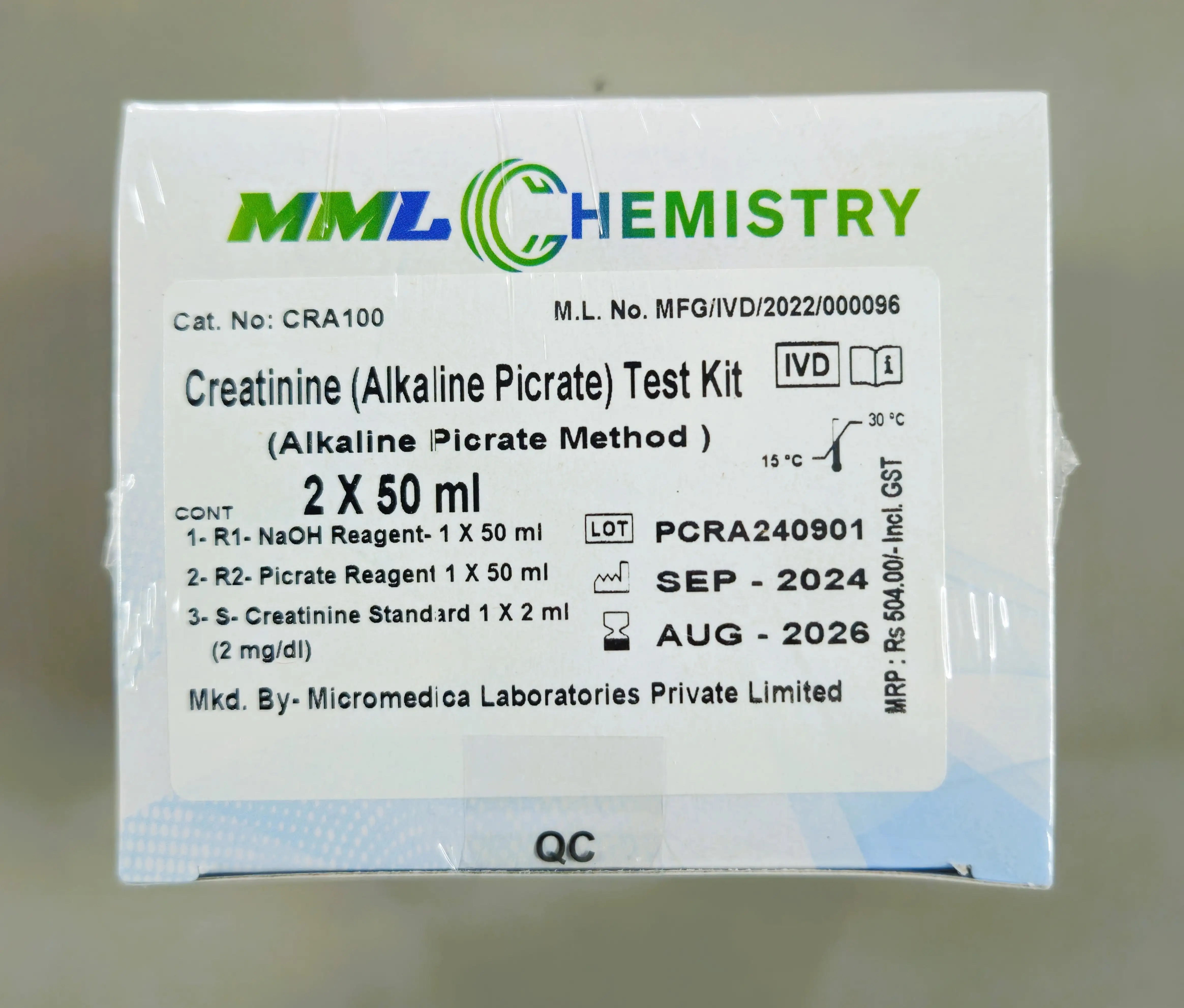 Creatinine Reagent - 2X50 ml - MicroMedica