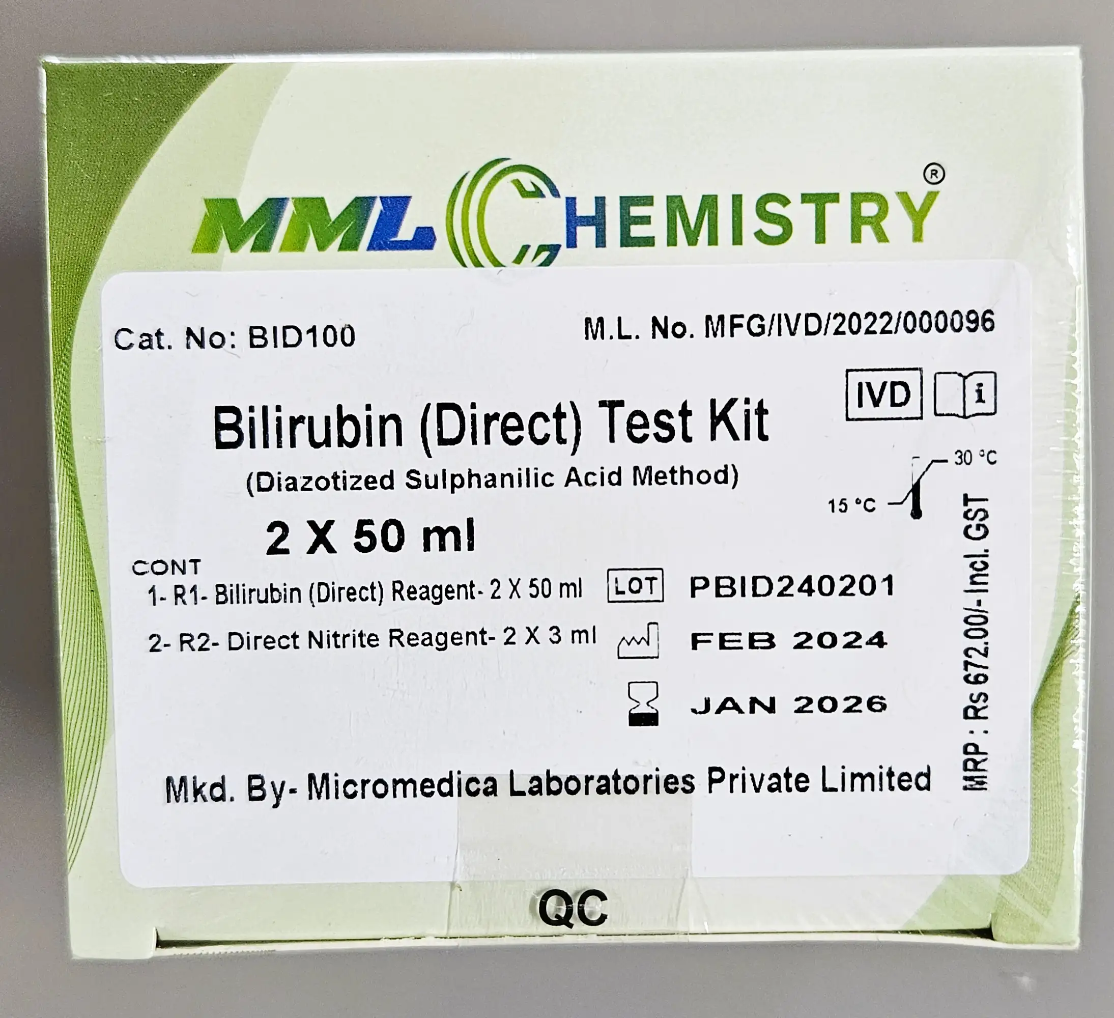 Bilirubin Direct Reagent - 2X50 ml - MicroMedica