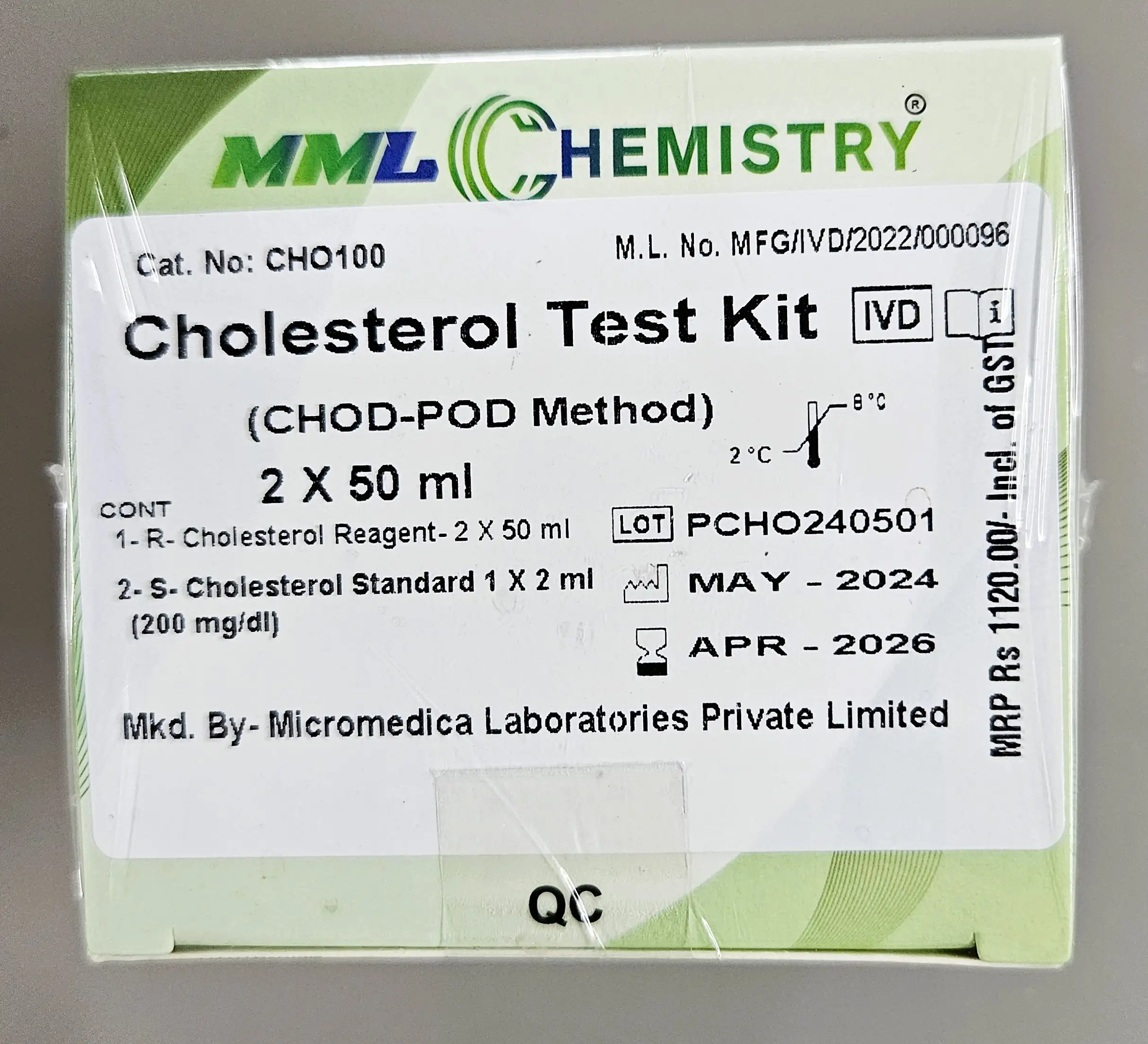 Cholesterol Reagent - 2X50 ml - MicroMedica